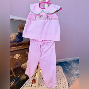 Pink Embroidered girls outfit